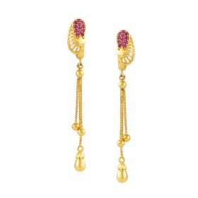 Dangling Teardrop-shaped Gold Earrings