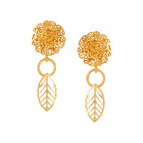 Filigree Floral Motif Gold Earrings