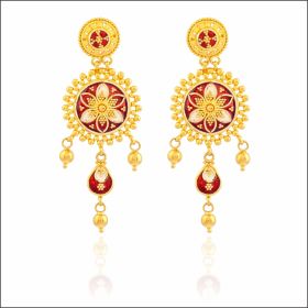 Traditional Bliss Kolkata Design Gold Earrings