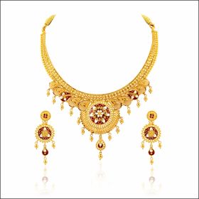 Radiant Artistry Kolkata Style Gold Necklace Set