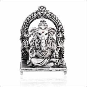 Divine Grace Lord Ganesha Silver Religious Idol 