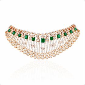 Captivating Emerald Rose Gold Diamond Necklace