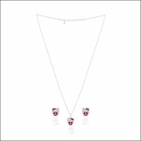 Adorable Kitty Design Silver Chain Set