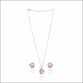Blooming Flower Elegant Silver Pendant Set