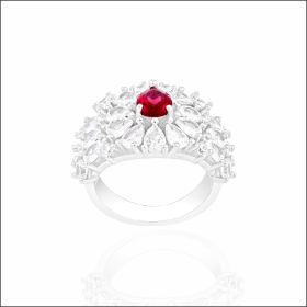 Glittering Elegance Silver Cocktail Ring