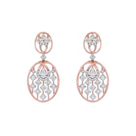 Oval Frame Chandelier Diamond Earrings