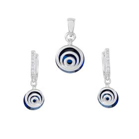 Azure Spiral Design Silver Pendant Set