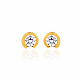 Solitaire Brilliance Gold Stud Earrings