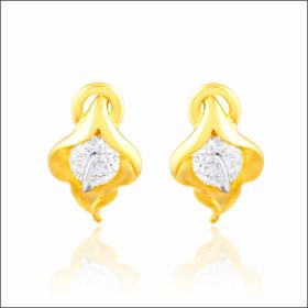 Contemporary Petal Design Gold Stud Earrings