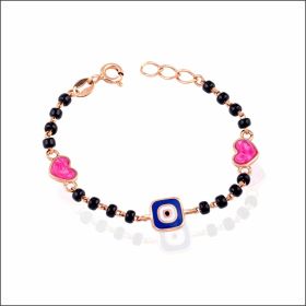 Pink Hearts & Evil Eye Rose Gold Nazariya Bracelet