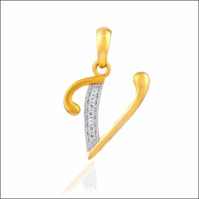 Victorious Alphabet 'V' Gold Pendant
