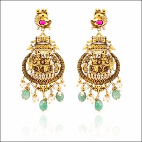 Traditional Exquisiteness Temple Design Gold Earrings 