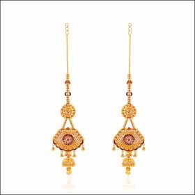Traditional Splendor Meena Design Gold Earrings
