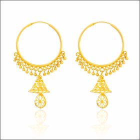 Hoop with Jhumka Hanging Gold Earrings