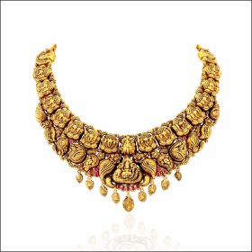 Sparkling Temple Design Gold Necklace