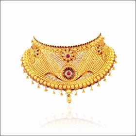 Regal Elegance Meena Design Gold Choker Necklace