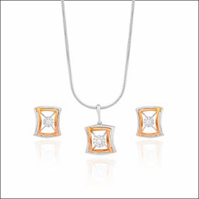 Chic Elegance Platinum Pendant Set 