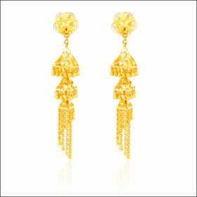 Layered Dome-Style Gold Jhumka Earrings