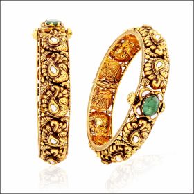 Peacock Motif Gold Bangles