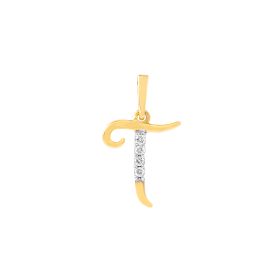 Twin Glow Alphabet T Diamond Pendant
