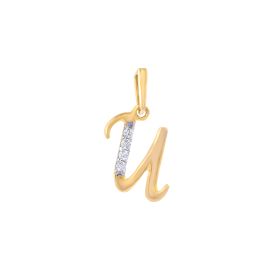 Glossy Shine Alphabet U Diamond Pendant