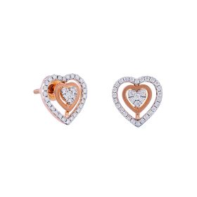 Triple Heart Halo Diamond Stud Earrings